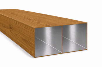 Profil aluminiowy 250x100x2,5 R0,5 z przegrodą - Imitacja drewna