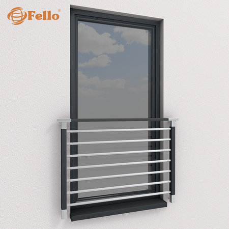 Balustrada francuska Standard RAL – wstawki ze stali nierdzewnej