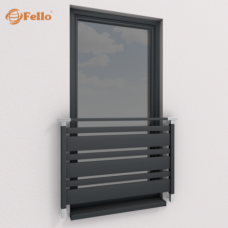 Balustrada francuska SIMPLE Mix RAL – wstawki ze stali nierdzewnej