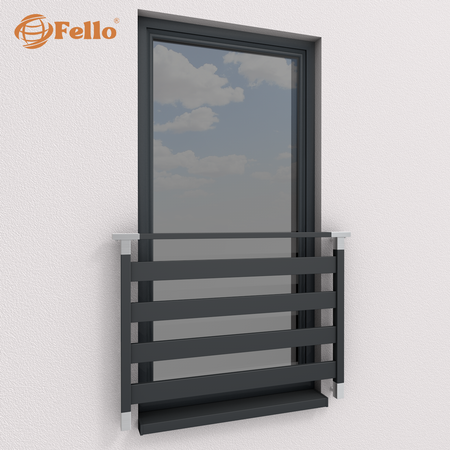 Balustrada francuska Classic 4 RAL – wstawki ze stali nierdzewnej