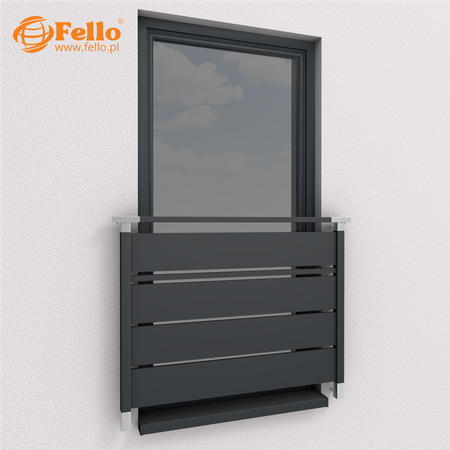 Balustrada francuska Solid 109 RAL – wstawki ze stali nierdzewnej