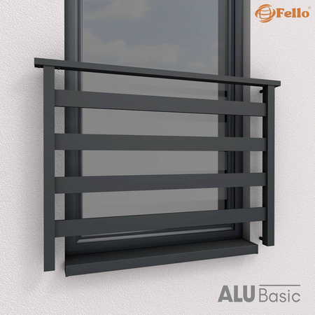 Balustrada francuska AluBasic RAL 9005 Drobna struktura – ekspresowa wysyłka