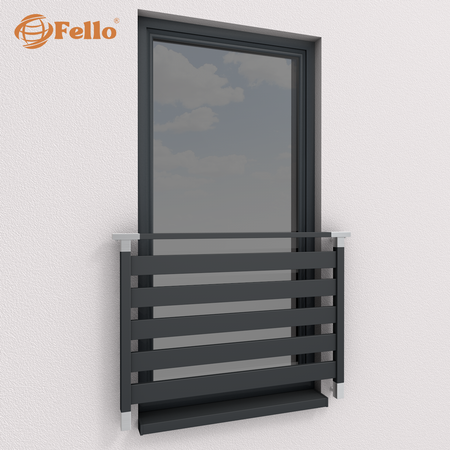 Balustrada francuska Classic 5 RAL – wstawki ze stali nierdzewnej