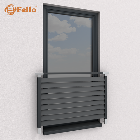 Balustrada francuska Fender RAL – wstawki ze stali nierdzewnej